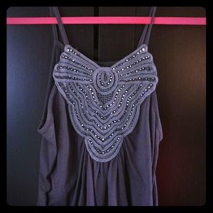 Gray Beaded Tank Top